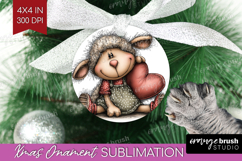 Lamb Valentine Ornament PNG Whimsical Animal PNG Sublimation Product Image 1