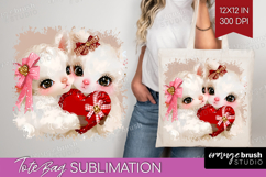 Lamb Valentine Tote Bag Cute Valentines Day Tote Bag PNG Product Image 1