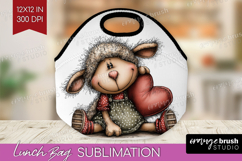 Lamb Valentine Lunch Bag Whimsical Animal Lunch Bug PNG Product Image 1