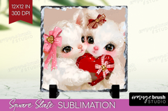 Lamb Valentine Slate PNG Cute Valentines Day Square Slate Product Image 1