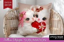 Lamb Valentine Pillow Sublimation Cute Valentines Day Pillow Product Image 1