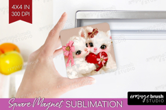 Lamb Valentine Magnet Sublimation Cute Valentines Day Square Product Image 1