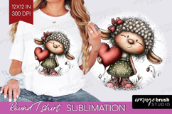 Lamb Valentine Round Tshirt Background Whimsical Animal PNG Product Image 1