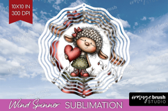 Lamb Valentine Wind Spinner Sublimation PNG Whimsical Animal Product Image 1