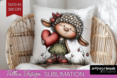 Lamb Valentine Pillow Sublimation Whimsical Animal Pillow Product Image 1