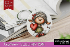 Lamb Valentine Keychain PNG Whimsical Animal Keychain Product Image 1