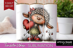 Lamb Valentine Tumbler Wrap Whimsical Animal Tumbler PNG Product Image 1