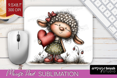 Lamb Valentine Mouse Pad Sublimation Whimsical Animal Product Image 1