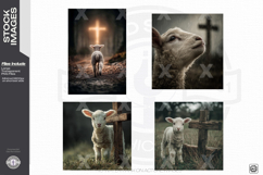 Lamb Near Wooden Cross Product Image 1