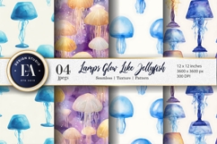 Jellyfish Lamps Glowing Watercolor Seamless Digital Paper Product Image 1