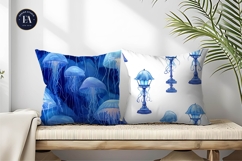 Jellyfish Lamps Glowing Watercolor Seamless Digital Paper Product Image 2