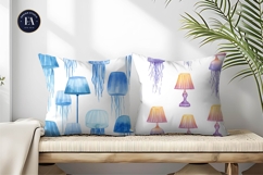Watercolor Jellyfish Lamps Seamless Glowing Digital Paper Product Image 2