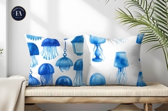 Watercolor Jellyfish Lamps Seamless Glowing Digital Paper Product Image 2