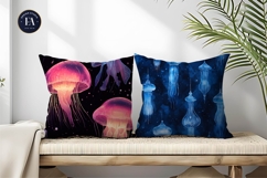 Glowing Jellyfish Lamps Seamless Watercolor Digital Paper Product Image 2