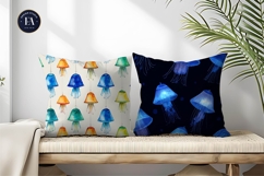 Glowing Jellyfish Lamps Seamless Watercolor Digital Paper Product Image 2