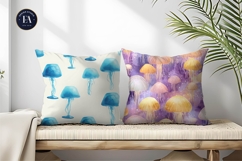 Jellyfish Lamps Glowing Watercolor Seamless Digital Paper Product Image 2