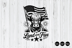 Land of the Free SVG, Patriotic SVG, 4th July Heifer SVG Product Image 1