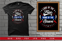 Land of the Free Home of the Brave Patriotic Typography Product Image 1