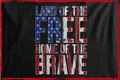 Typography Distressed Land of the Free Home of the Brave Product Image 2