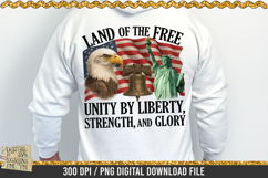 Land of the Free is a professional design that is available at 300dpi PNG to use for Sublimation, iron-on transfer, DTG Printing and normal printing.