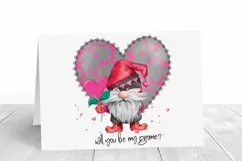 Will you be my Gnomie Valentines Day watercolor sublimation Product Image 5