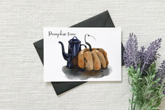 Hand-drawn illustration of teapot and pumpkin Product Image 6