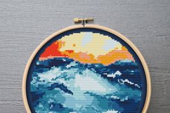 Sunrise cross stitch patterns PDF, Sea sunset Nature Ocean Product Image 2