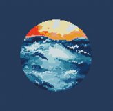 Sunrise cross stitch patterns PDF, Sea sunset Nature Ocean Product Image 5