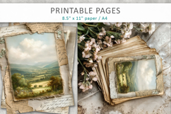 Vintage Landscape Junk Journal Pages, antique paper Product Image 5