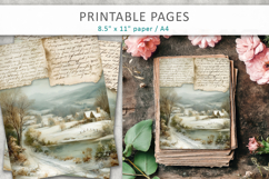 Vintage Landscape Junk Journal Pages, mixed media paper Product Image 3