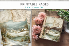 Vintage Landscape Junk Journal Pages, mixed media paper Product Image 4