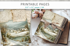 Vintage Landscape Junk Journal Pages, mixed media paper Product Image 5