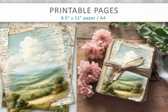 Vintage Landscape Junk Journal Pages, ephemera sheet Product Image 1