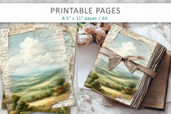 Vintage Landscape Junk Journal Pages, ephemera sheet Product Image 4