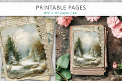 Vintage Landscape Junk Journal Pages, old paper texture Product Image 3