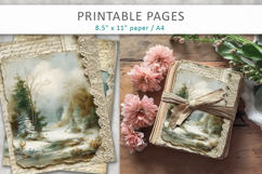 Vintage Landscape Junk Journal Pages, old paper texture Product Image 4