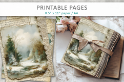 Vintage Landscape Junk Journal Pages, old paper texture Product Image 5
