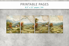 Vintage Landscape Junk Journal Pages, printable collage Product Image 2