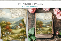 Vintage Landscape Junk Journal Pages, printable collage Product Image 3