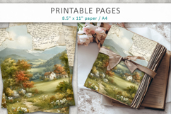 Vintage Landscape Junk Journal Pages, printable collage Product Image 4