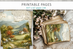 Vintage Landscape Junk Journal Pages, printable collage Product Image 5