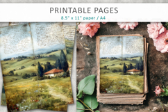 Vintage Landscape Junk Journal Pages, shabby vintage Product Image 3