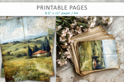 Vintage Landscape Junk Journal Pages, shabby vintage Product Image 5
