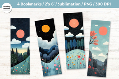 Whimsical Landscape Bookmarks, Printable Crafts, 4 PNG Product Image 1