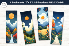 Whimsical Landscape Bookmarks, Printable Crafts, 4 PNG Product Image 1