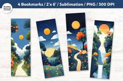 Whimsical Landscape Bookmarks, Printable Crafts, 4 PNG Product Image 1