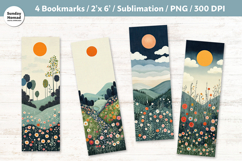 Whimsical Landscape Bookmarks, Printable Crafts, 4 PNG Product Image 1