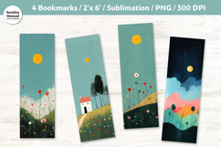 Whimsical Landscape Bookmarks, Printable Crafts, 4 PNG Product Image 1