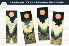 Whimsical Landscape Bookmarks, Printable Crafts, 4 PNG Product Image 1