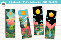 Whimsical Landscape Bookmarks, Printable Crafts, 4 PNG Product Image 1